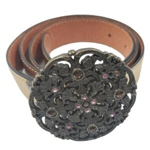 Fossil ~Woman Size M~ Gold Genuine Leather Brass Buckle BT3308711.